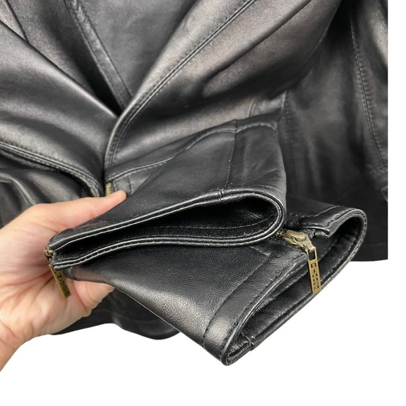 BIANCA Nygard Black Genuine Leather Moto Jacket Size 6 - Picture 4 of 6